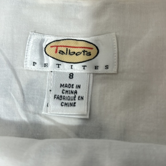TALBOTS100%LINEN FLORAL MIDI FLARE SKIRT SIDE ZIPPER CREAM AND BLACK SIZE 8 - Picture 6 of 7